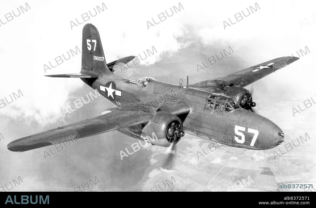 The Douglas A-20 Havoc (company designation DB-7) was an American attack, light bomber, intruder aircraft of World War II. It served with several Allied air forces, principally the United States Army Air Forces (USAAF), the Soviet Air Forces (VVS), Soviet Naval Aviation (AVMF) and the Royal Air Force (RAF) of the United Kingdom.<br/><br/>. Colonel Paul Irvin 'Pappy' Gunn (October 18, 1899 October 11, 1957) was a United States naval aviator known mainly for his actions in the Second World War as an officer in the United States Army Air Forces.<br/><br/>. He was known as an expert in dare-devil low-level flying, and recognized for numerous feats of heroism and mechanical ingenuity, especially modifications to the Douglas A-20 Havoc light bomber and B-25 Mitchell medium bomber that turned them into attack aircraft.