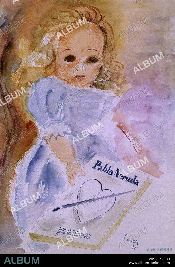 CARMEN GALLEGO CAO. ESTA MUÑECA ESCONDE MUCHO BAJO EL PELO 1997 - DIBUJO.