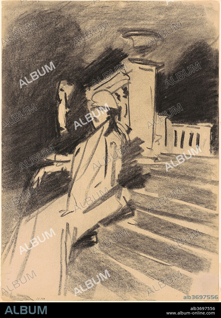JOHN SINGER SARGENT. By the Fountain, Villa Torlonia, Frascati, Italy. Dated: c. 1907. Dimensions: sheet: 33.97 × 24.77 cm (13 3/8 × 9 3/4 in.). Medium: charcoal on wove paper.