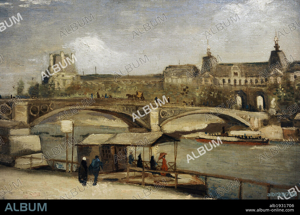 VINCENT VAN GOGH (1853-1890). DUTCH PAINTER.. Vincent Van Gogh (1853-1890). Pintor neerlandés. Puente del Carrousel y el Louvre, 1886. Oleo sobre lienzo (31 x 44 cm). Museo Carlsberg Glyptotek. Copenhague. Dinamarca.