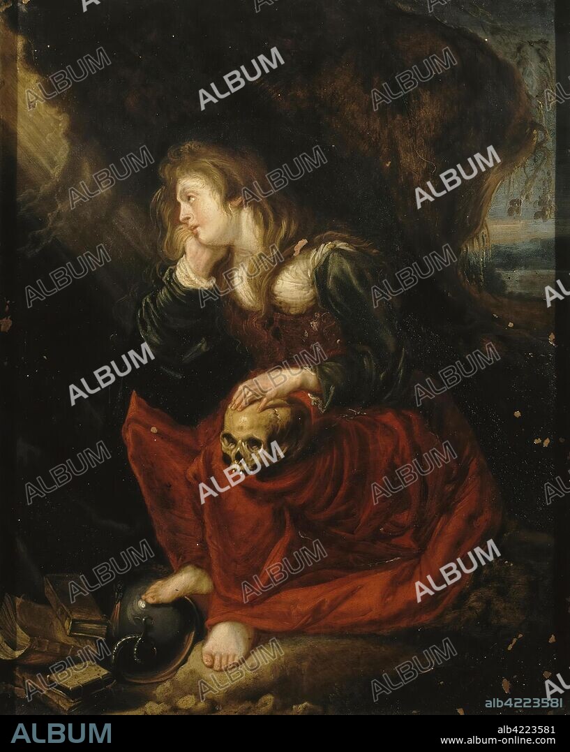 SIMON DE VOS. 'Repentant Mary Magdalene'. Flanders, Early 1630s. Dimensions: 36x27 cm.