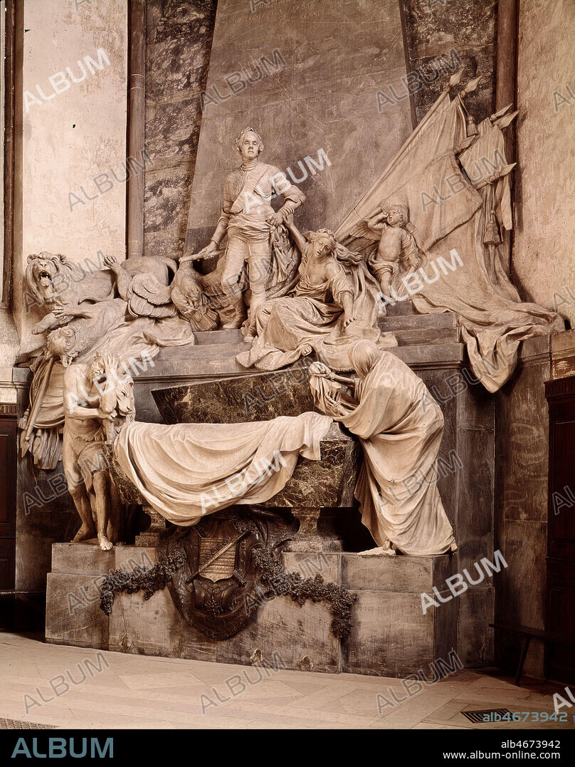 Mausolee du Marechal De Saxe par Jean Baptiste PIGALLE (1714-1785) en 1777. Eglise Saint Thomas a Strasbourg. Credit: Collection Bouquignaud/KHARBINE-TAPABOR.
