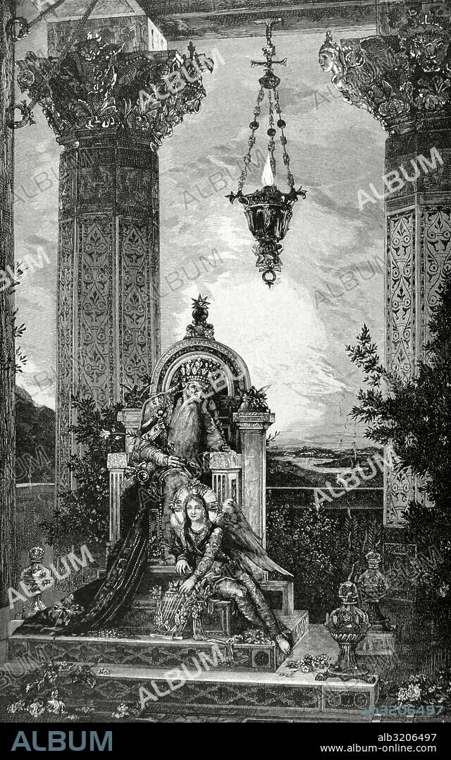 David I of Scotland (c._1084-1153). Prince of the Cumbrians (1113-1124) and King of the Scots (1124-1153). Engraving by Jonnard after the canvas titled "David" of the French painter Gustave Moureau (1826-1898) in 1878. "La Ilustracion Iberica", 1885.