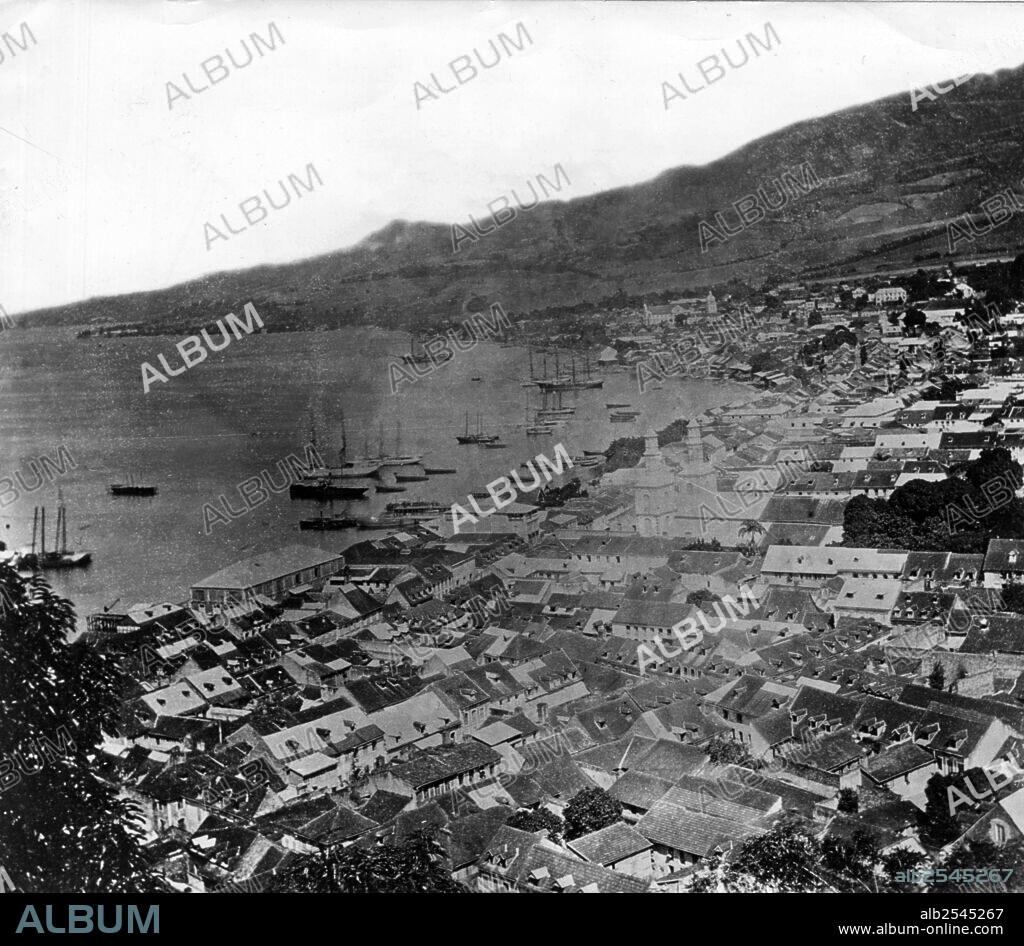 Saint Pierre (Martinique, West Indies) before the volcanic eruption of Mount Pelee of may 1902.