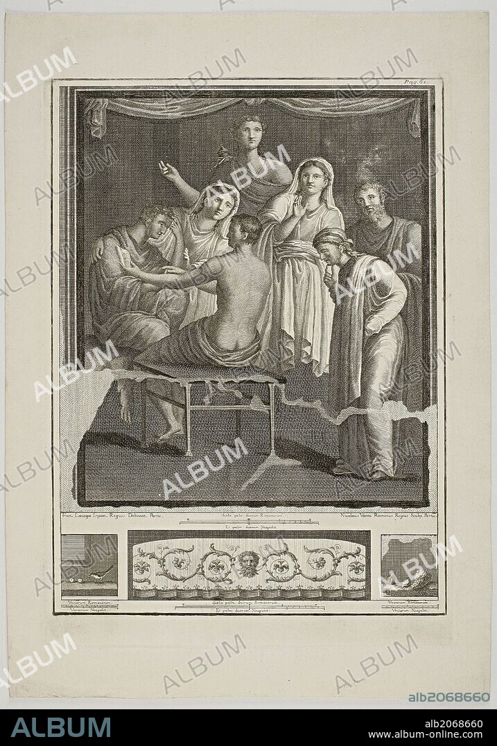 NICCOLÒ VANNI. Niccolo Vanni / 'Antigüedades de Pompeya: Alceste y Admeto', Siglo XVIII, Escuela Italiana, Papel, 348 mm x 416 mm, G03300.
