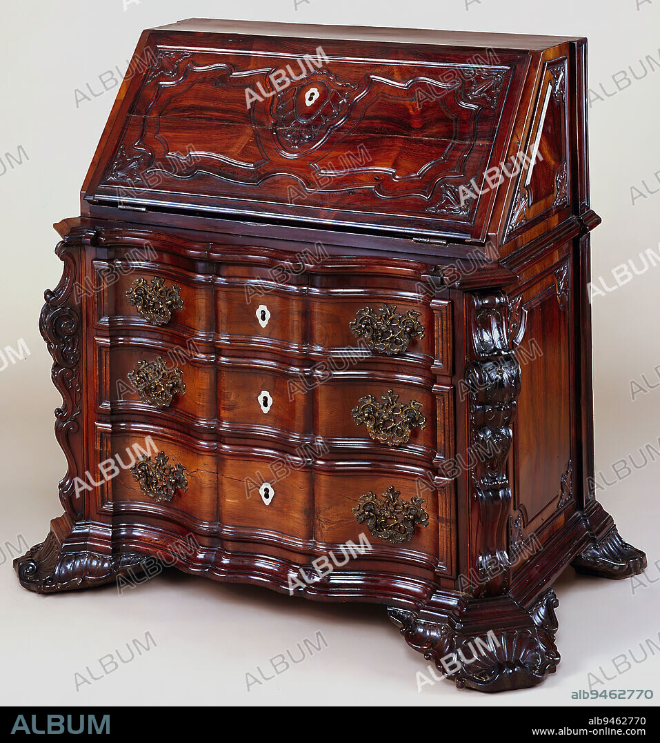 Desk, c. 1750-1780, 46 x 50 x 28 1/2 in. (116.84 x 127 x 72.39 cm), Rosewood, mahogany, brass, ivory, Brazil, 18th century.