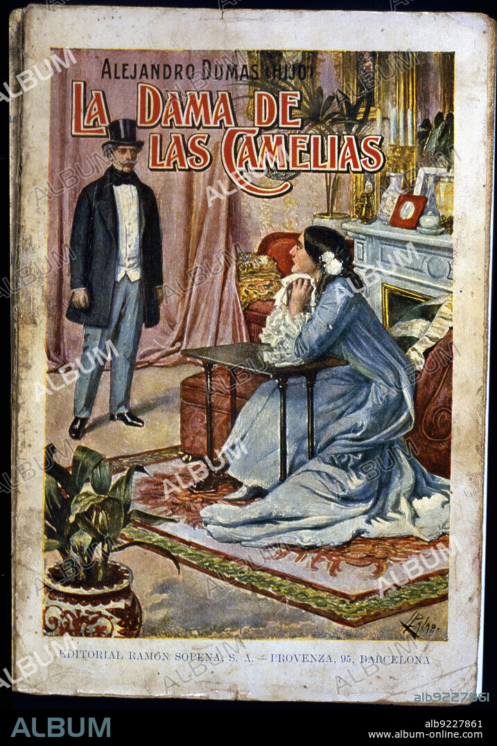 Cover of the novel 'The lady of the camellias', published by Editorial Ramón Sopena from Barcelona in 1935.