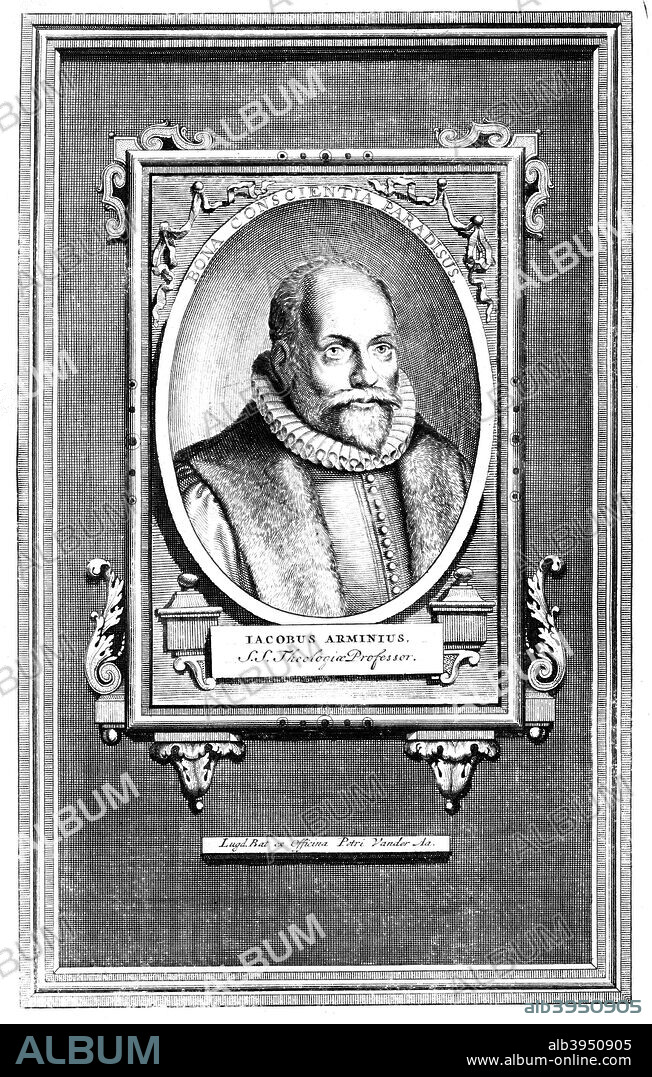 Jacobus Arminius, Dutch theologian and professor in theology at the University of Leiden. Arminius (1560-1609) was the founder of the Arminian, or anti-Calvinistic school of Reformed Protestant theology.