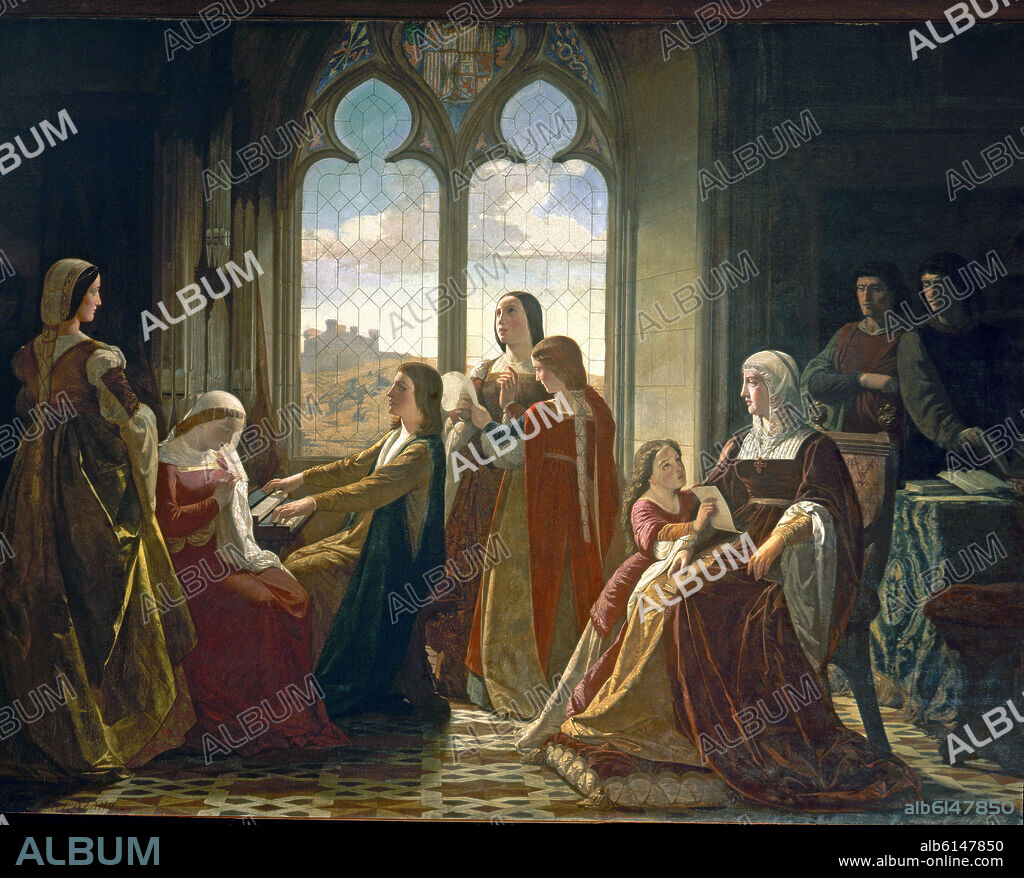 ISIDORO LOZANO (1826-1895). 'Isabel la Católica presidiendo la educación de sus hijos', 1864, Óleo sobre lienzo, 254 x 335 cm, Nº 5626.