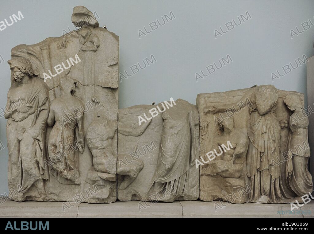 Pergamon Altar. 164-156 BC. Telephos Frieze. Detail. Cults at the Sanctuary of Dionysus. Pergamon Museum. Berlin. Germany.
