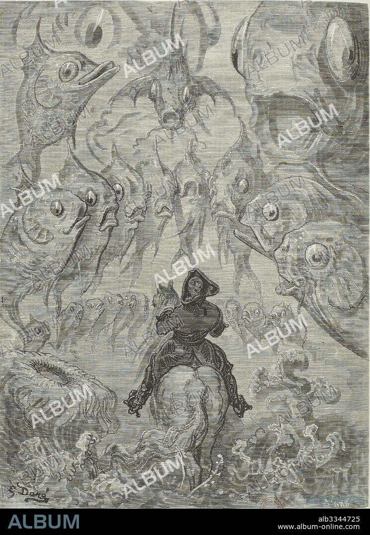 PAUL GUSTAVE DORÉ. Illustration to the book "The Surprising Adventures of Baron Münchhausen" by Rudolph Erich Raspe.