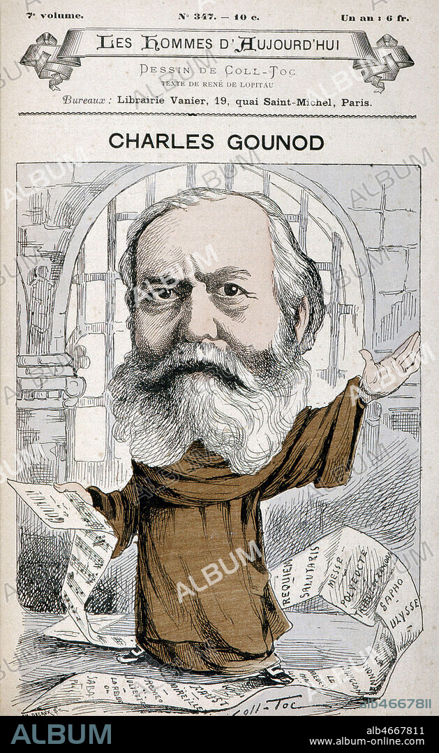Charles GOUNOD (1818-1893) par Emile COHL (1857-1938) dans les Hommes d'aujourd'hui. Credit : Collection Kharbine Tapabor.