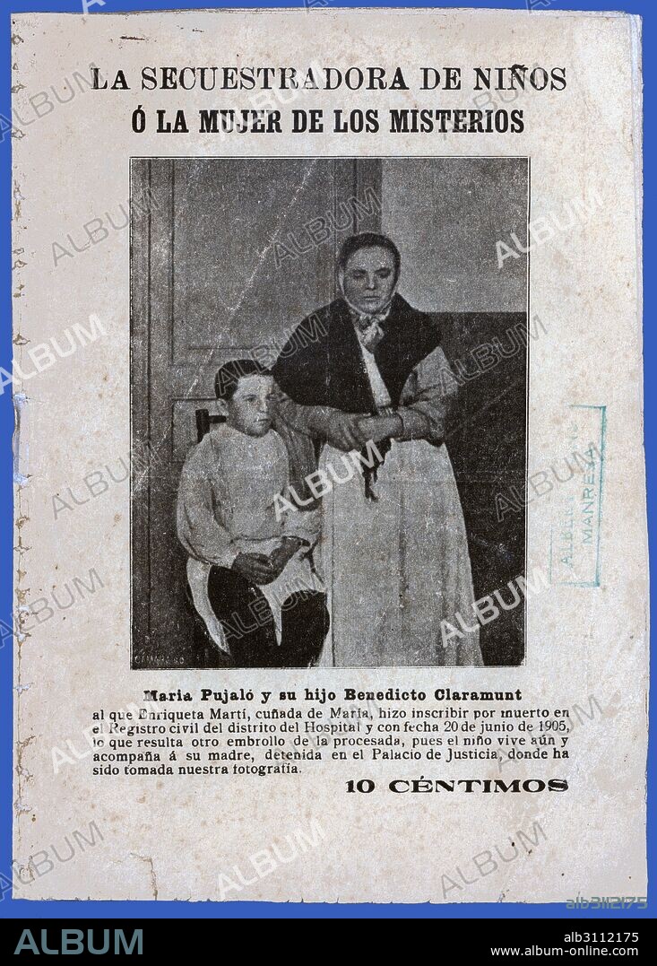 Literatura popular. El misterio de la secuestradora de niños. Manresa, año 1905.