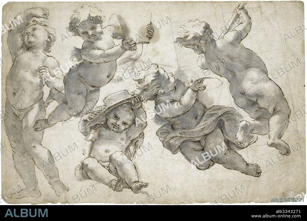 GIOVANNI BATTISTA GAULLI (IL BACICCIO). Five flying putti.