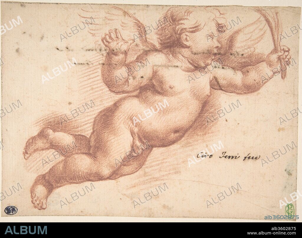 Flying Putto. Artist: Ciro Ferri (Italian, Rome 1634?-1689 Rome). Dimensions: 6 7/8 x 9 1/2in. (17.4 x 24.1cm). Date: 1634-89.