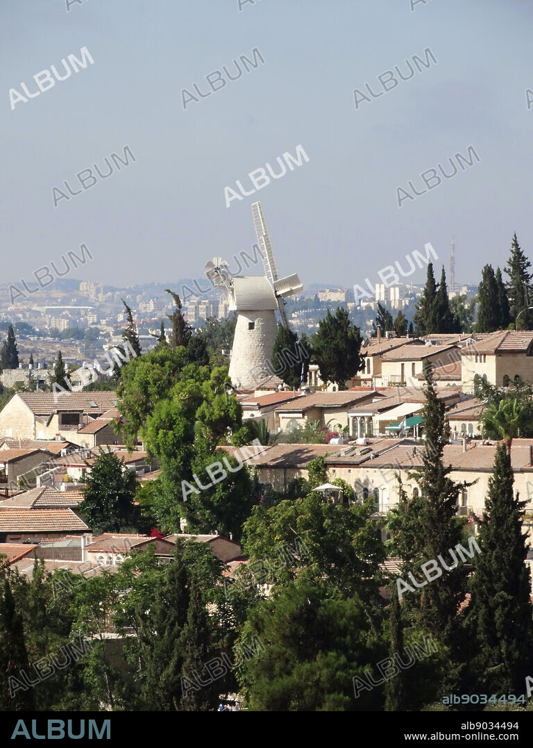 The Montefiore Windmill is a landmark windmill in Jerusalem; Israel. Built in the Mishkenot Sha'ananim neighbourhood in 1857; which was then in Ottoman-ruled Palestine; it was designed as a flourmill. The windmill serves as a small museum honoured and dedicated to the achievements of British Jewish Banker Moses Montefiore.