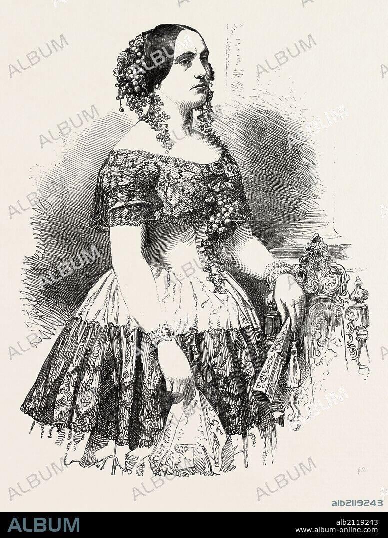 MDLLE. ELENA ANGRI,1821/1824-1886, OF THE ROYAL ITALIAN OPERA, COVENT GARDEN, LONDON, UK, 1851 engraving.