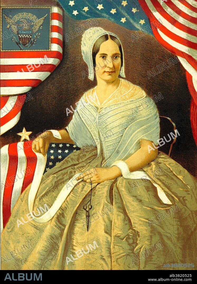 Betsy Ross (January 1, 1752 - January 30, 1836) is widely credited with making the first American flag. There is, however, no credible historical evidence that the story is true. When the American Revolutionary War broke out her husband, John Ross, was a member of the local militia who was assigned to guard munitions and was killed by a gunpowder explosion. The 24 year old Betsy worked in the upholstery business repairing uniforms and making tents and blankets and stuffed paper tube cartridges with musket balls in 1779 for the Continental Army. Research conducted by the National Museum of American History notes that the story of Betsy Ross making the first American flag for General George Washington entered into American consciousness about the time of the 1876 centennial celebrations. Historians conclude that she was one of several flag makers and her main contribution to the design was to change the 6-pointed stars to the easier 5-pointed stars. She died in 1836 at the age of 84.