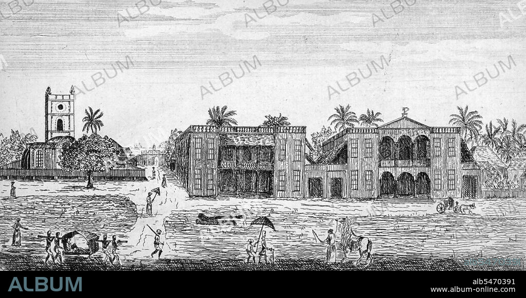 A voyage to the East Indies; containing authentic accounts of the Mogul government in general, the viceroyalties of the Decan and Bengal, with their several subordinate dependencies. This two-volume work is the third edition of a book first published as a single volume in 1757, expanded to two volumes in 1766, and republished in 1772. The author, John Henry Grose (active 1750-83), was born in England and went to Bombay (present-day Mumbai) in March 1750, to work as a servant and writer for the British East India Company. The book contains Grose's descriptions of 18th-century India, including his account of the war of 1756-63, in which the British East India Company largely eliminated France as a competitor for control of India and established the basis for British rule that was to last until the middle of the 20th century.