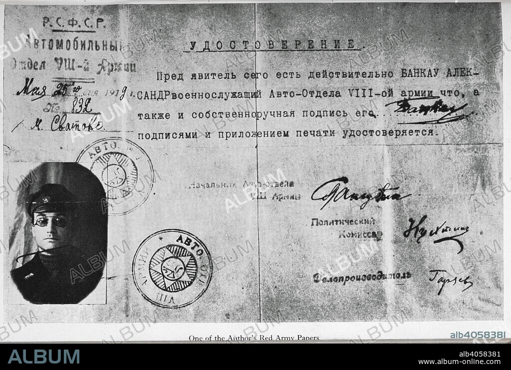 SIR PAUL DUKES. 'One of the author's (Paul Dukes) Red Army papers'. Red Dusk and the Morrow. Adventures and investigations in Red Russia ... William Heinemann: London; Garden City, N.Y., printed, 1922. Source: 10292.bbb.22 page 276.