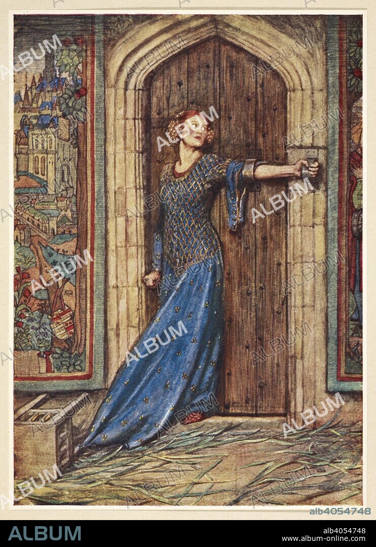 ELEANOR FORTESCUE-BRICKDALE. Kate Barlass. Eleanor Fortescue Brickdale's Golden Book of Famous Women. [The text by various authors. The illustrations by E. F. Brickdale.]. London : Hodder & Stoughton, [1919]. Source: LR.26.c.10 opposite page 156.