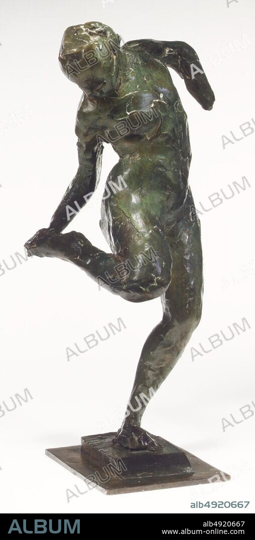 Edgar Degas, Dancer Looking at the Sole of Her Right Foot (First State), French, Edgar Degas (French, Paris 18341917 Paris), modeled probably ca. 18951910, cast 1920, French, Bronze, 18-1/4 x 7-3/8 x 8-1/2 in. (46.4 x 18.7 x 21.6 cm.), Sculpture-Bronze.