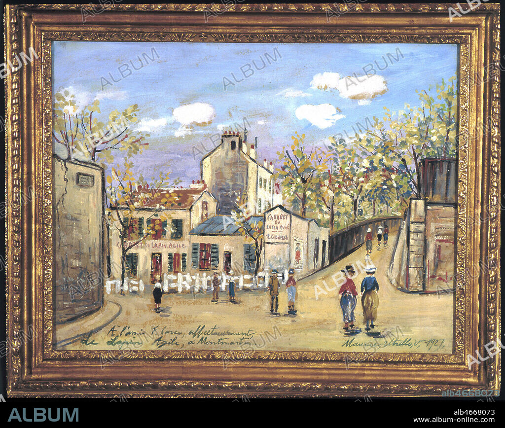 Le cabaret du Lapin Agile a Montmartre, rue Saint Vincent. Peinture de Maurice Utrillo (ADAGP), 1927. Credit : Collection KHARBINE-TAPABOR.