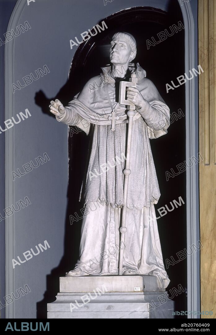 CARLO NICOLI. ESTATUA EN MARMOL DE FRAY FRANCISCO JIMENEZ DE CISNEROS - 1881 - MARMOL - 1,75 - Nº INVENTARIO 2342.