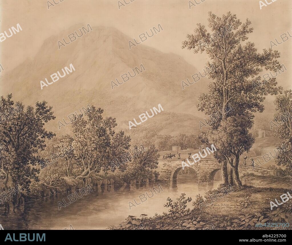 JACOB PHILIPP HACKERT. 'Mount Taburino near Montesarchio'. Germany, Second half of the 18th - early 19th century. Dimensions: 39x54 cm.