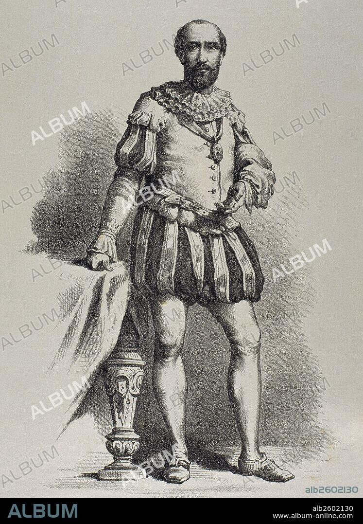 Alonso Perez de Guman, 7th Duke of Medina Sidonia (1550-1615). Grandee of Spain, a Knight of the Order of the Golden Fleece since 1581. Commander-in-chief of the Spanish Armada. Portrait. Engraving.