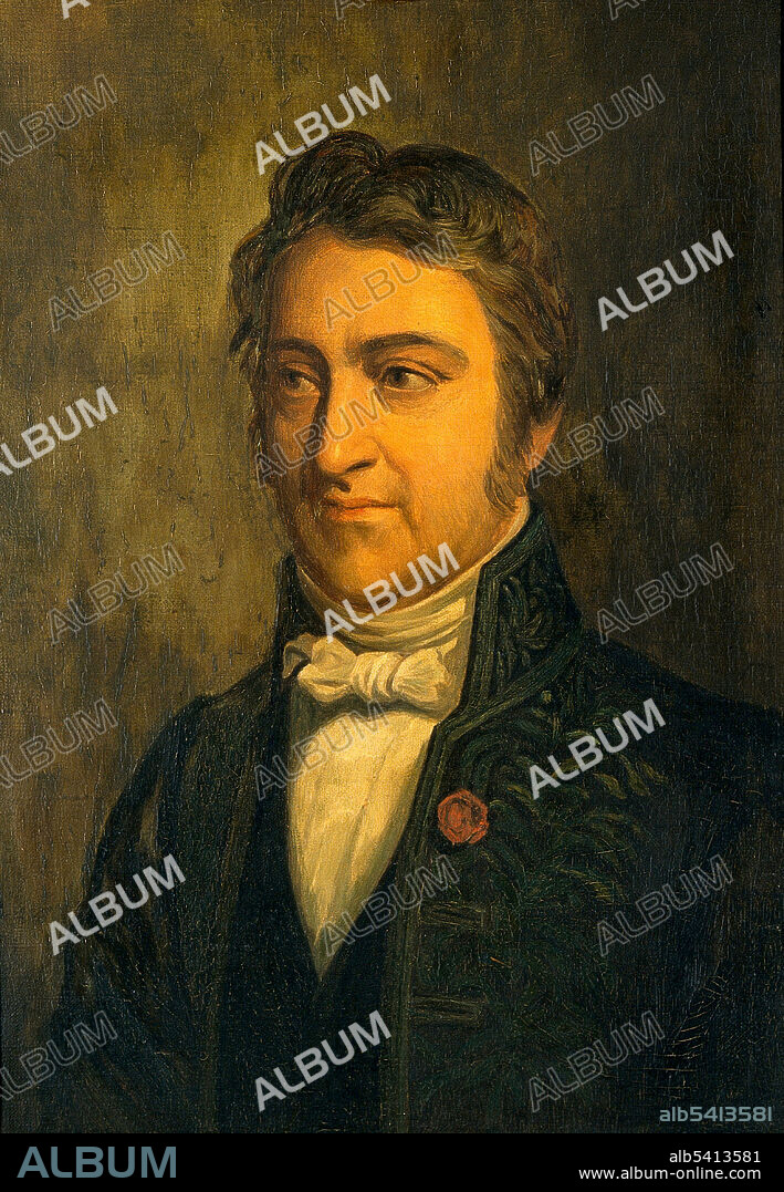 Pierre-Joseph Pelletier (March 22, 1788 - July 19, 1842) was a French pharmacist. He collaborated with Joseph Bienaimé Caventou (June 30, 1795 - May 5, 1877)   in a Parisian laboratory located behind an apothecary. He was a pioneer in the use of mild solvents to isolate a number of active ingredients from plants, making a study of alkaloids from vegetables. Among their successes were the isolation of the following compounds: chlorophyll, emetine, strychnine, brucine, cinchonine, quinine, caffeine. Quinine sulfate later proved to be an important remedy for the disease malaria. Quinine is the active anti-malarial ingredient in the bark of cinchona tree. Oil painting by Catherine Buisson, 1930, after Elisa Desrivières, 1870.