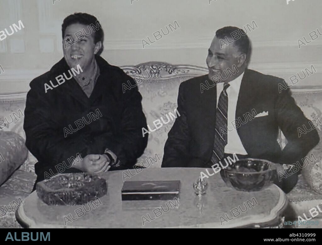 President Gamal Nasser of Egypt with Ahmed Ben Bella (1916 - 2012), President of Algeria from 1963 to 1965.