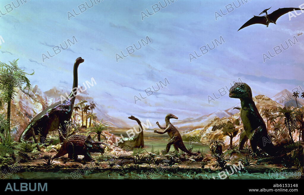 T ALBANIR (SIGLO XX) MAQUETAS. MAQUETA- DINOSAURIOS - MESOZOICO O ERA SECUNDARIA.