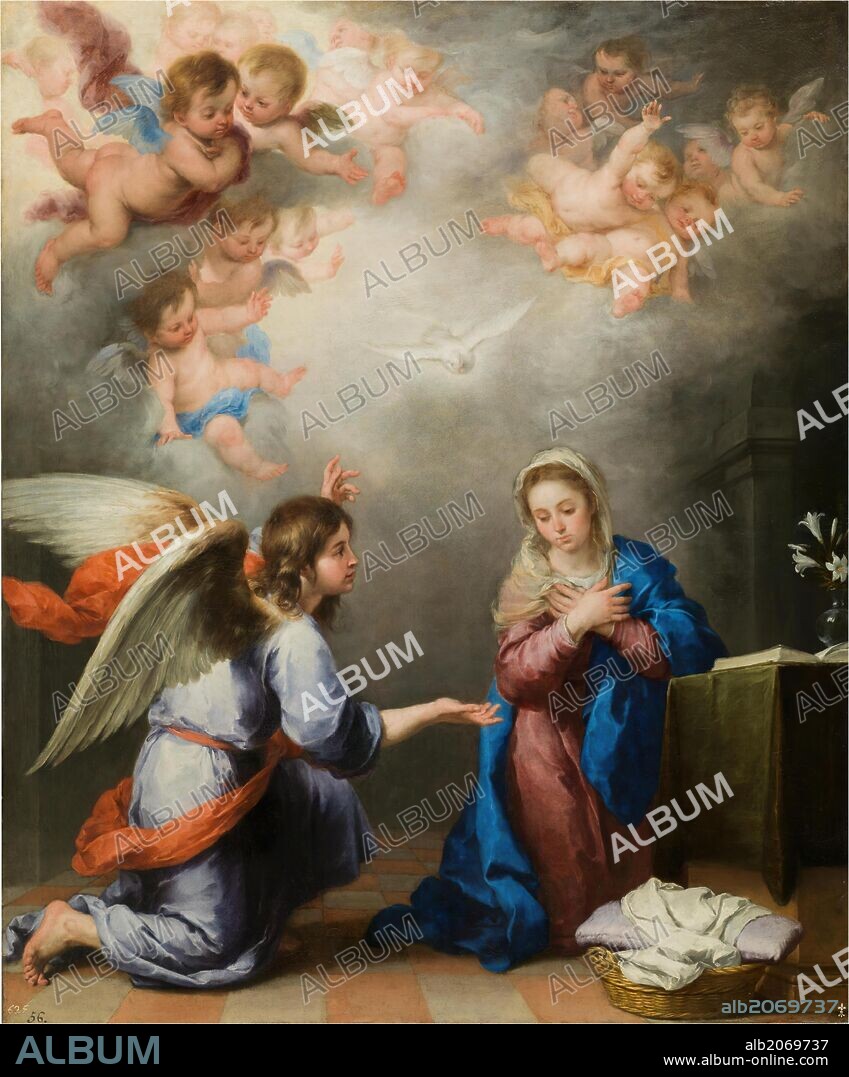 BARTOLOMÉ ESTEBAN MURILLO. Bartolomé Esteban Murillo / 'La Anunciación', Hacia 1660, Escuela Española, Óleo sobre Lienzo, 125 cm x 103 cm, P00970.