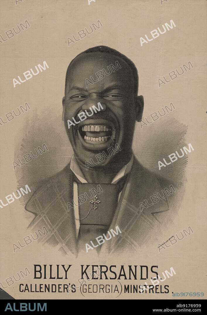 Lithographic portrait of Billy Kersands promoting Callender's Minstrels, c1880 - 1885.