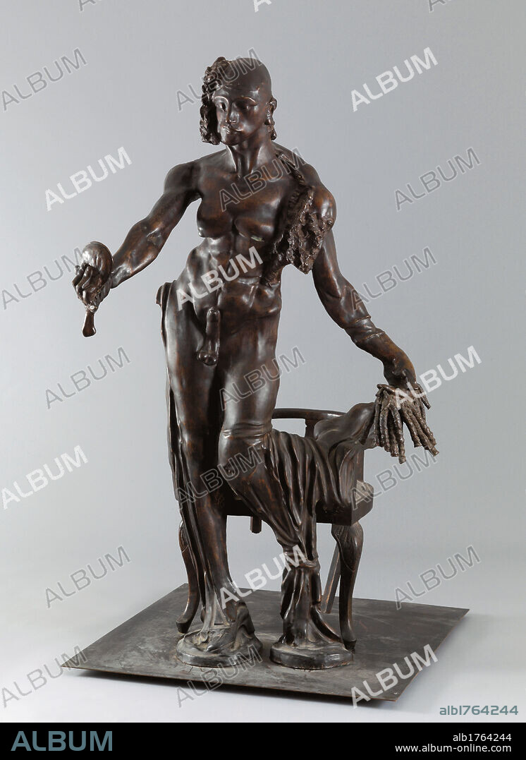 Hermaphrodite 2, by Augusto Perez, 1974, 20th Century, cm 178 x. Italy, Campania, Naples, Novecento Museum. All. Small bronze human figure hermaphrodite sexual characteristics drapery draping chair.  Please remember that author's rights have to be cleared for modern and contemporary works of arts.