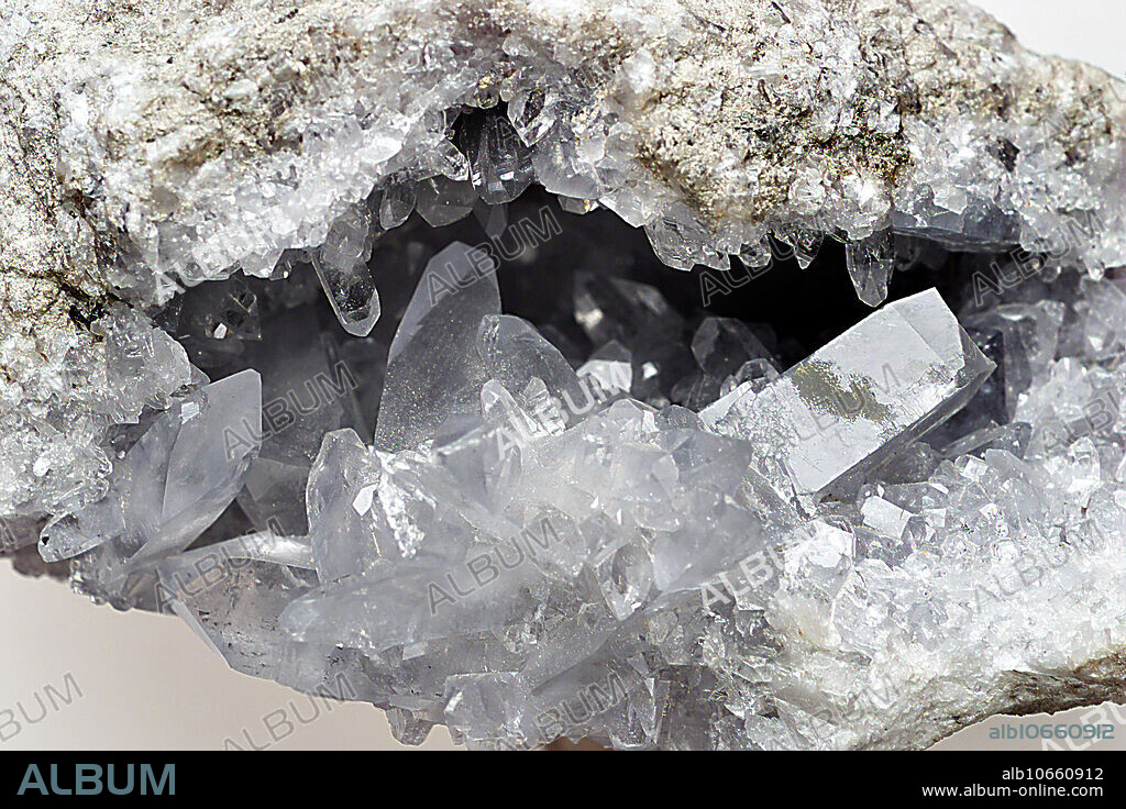 Strontium sulphate (SrSO4) is the sulphate salt of strontium. It is a white crystalline powder and occurs in nature as the mineral celestine.