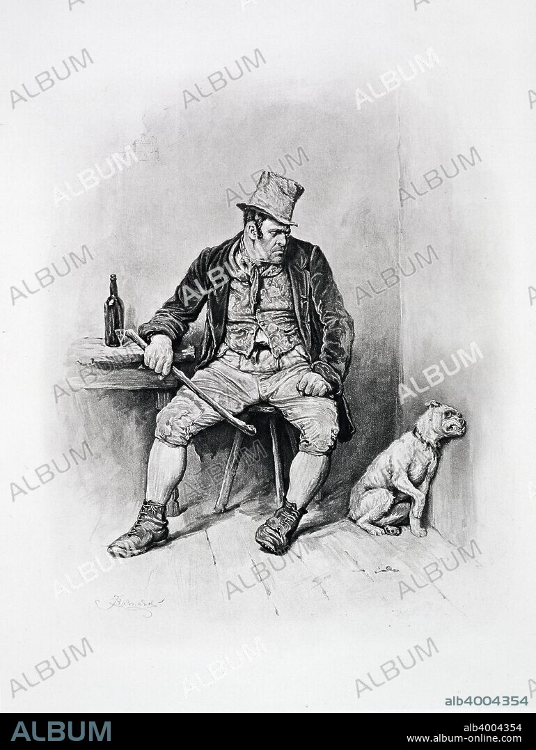 Bill Sikes and his dog, c1894. The villain from Oliver Twist. From Charles Dickens: A Gossip about his Life, by Thomas Archer, published c1894.