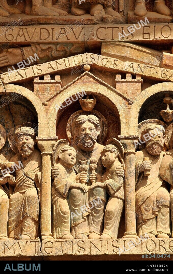 Heaven, Tympanum the Last Judgment, Tympanum of Sainte-Foy de Conques abbey church (a detail).