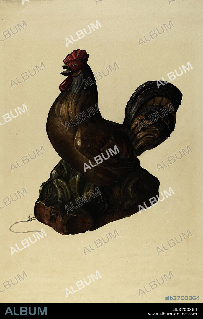 MINA LOWRY. Toy Rooster. Dated: c. 1938. Dimensions: overall: 40.6 x 30.5 cm (16 x 12 in.). Medium: watercolor, pen and ink, and graphite on paperboard.