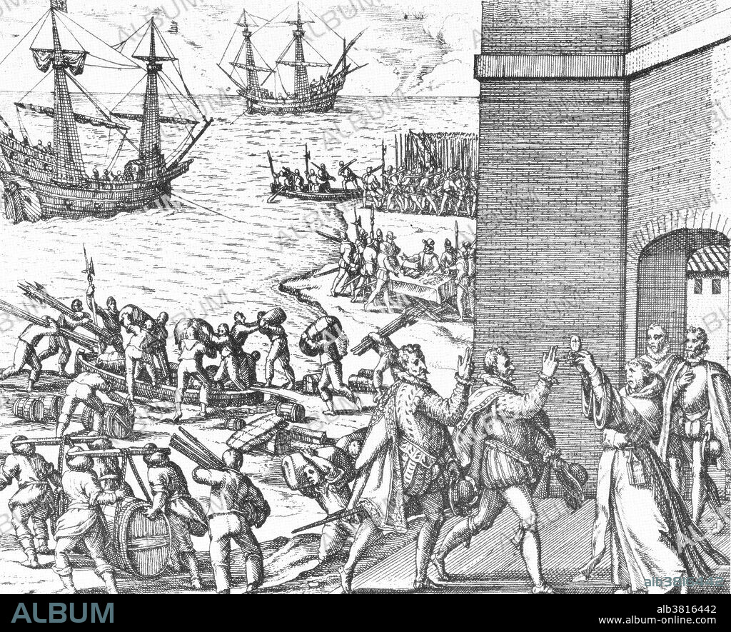 Though historically inaccurate Hernando de Luque is shown blessing Diego de Almargo and Francisco Pizarro jointly before they depart to explore Peru. Hernando de Luque was a Spanish priest who travelled to the New World in the 16th century. He arrived in 1514 with the expedition of Pedrarias DÃ¡vila to Panama. Francisco Pizarro Gonzalez, Marquess (1471 or 1476-1541) was a Spanish conquistador, conqueror of the Incan Empire, and founder of Lima, the modern-day capital of the Republic of Peru. Diego de Almagro, (1475-1538), also known as El Adelantado and El Viejo (The Elder), was a Spanish conquistador and a companion and later rival of Francisco Pizarro. He participated in the Spanish conquest of Peru and is credited as the first European discoverer of Chile. In 1524, while in Panama, Pizarro formed a partnership with Hernando de Luque and Diego de Almagro, to explore and conquer the South. Pizarro, Almagro, and Luque later renewed their compact more explicitly, agreeing to conquer and divide equally among themselves the opulent empire they hoped to discover.