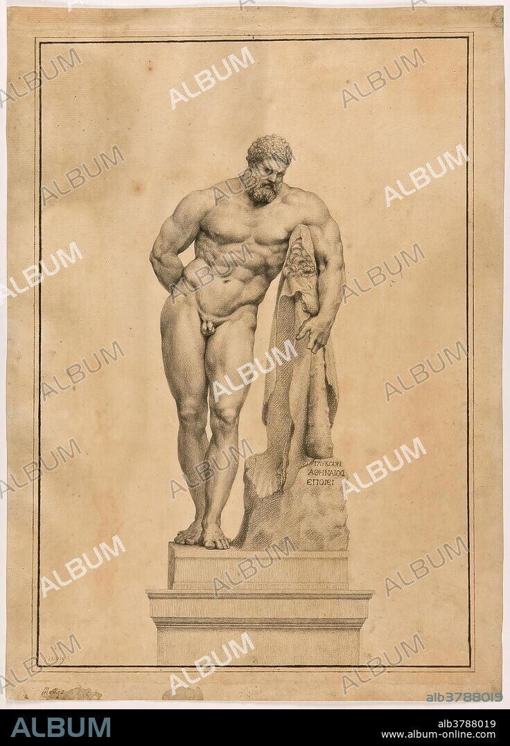 ANÓNIMO. Anónimo / 'Hércules Farnese'. Siglo XVIII. Lápiz sobre papel verjurado, 495 x 353 mm.