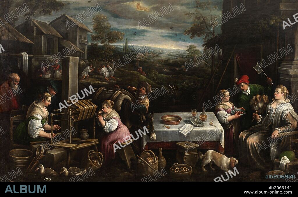 FRANCESCO BASSANO THE YOUNGER. Francesco Bassano / 'July (Leo)', Italian School, Oil on canvas, 153 cm x 245 cm, P03920.