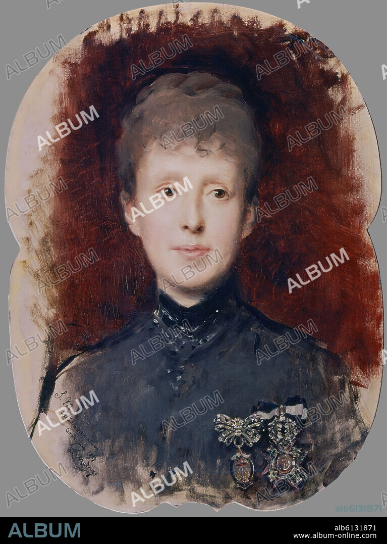 RAIMUNDO DE MADRAZO Y GARRETA (1841-1920). 'La reina María Cristina de Habsburgo-Lorena', 1887, Óleo sobre lienzo, 61,5 x 45 cm, P02619.