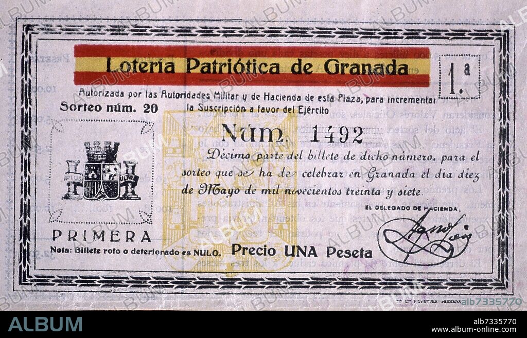 BILLETE LOTERIA PATRIOTICA 1936 EDICION 1.