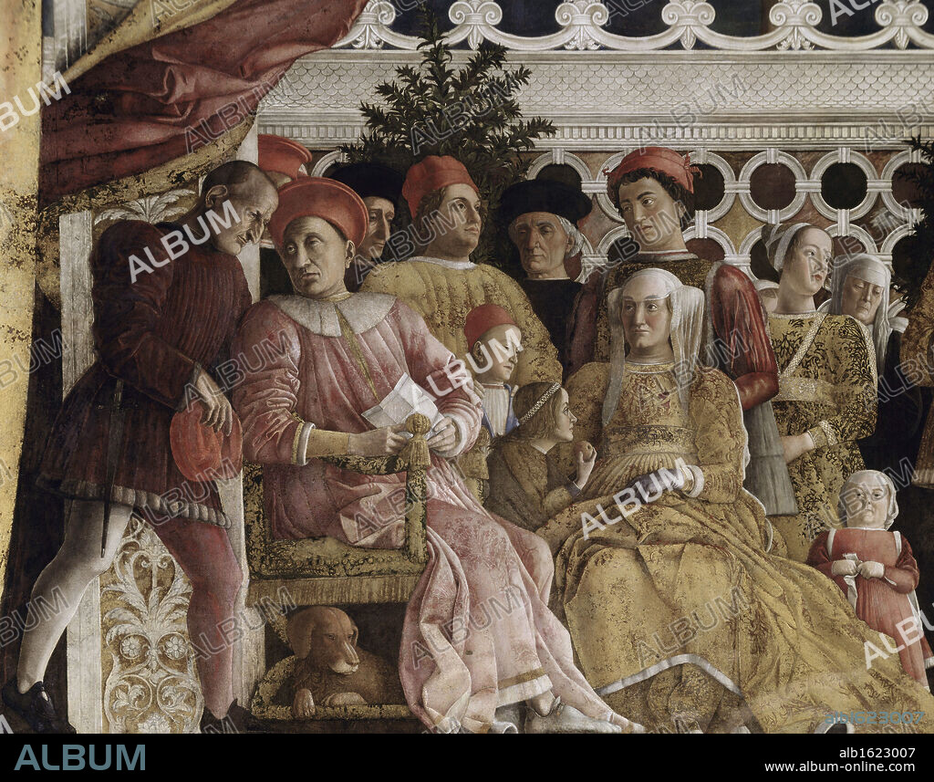 Camera degli Sposi:  The Court   1474  Andrea Mantegna (1431-1506 Italian)  Fresco    Palazzo Ducale, Mantua, Italy.