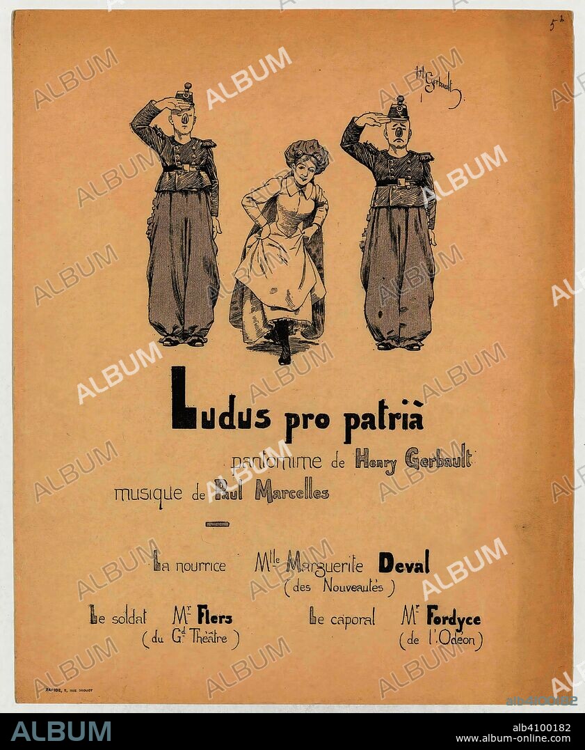 Theatre programme for Ludus pro patria by Henry Gerbault (Théâtre La Bodinière, 15 December 1892). Dimensions: 28.2 cm x 22.6 cm, 24 cm x 16 cm.