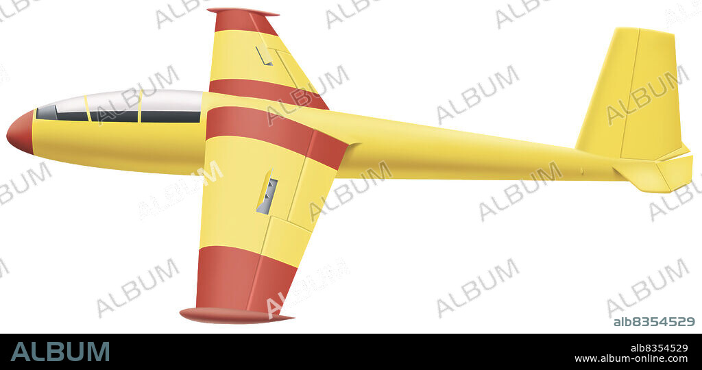 Small engineless aircraft that is launched by a tow plane and stays aloft on air currents.