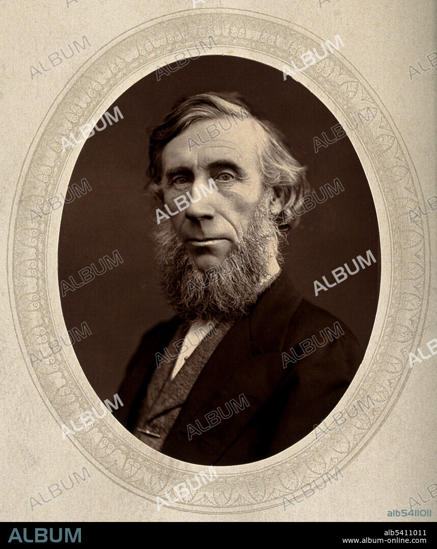 John Tyndall (August 2, 1820 - December 4, 1893) was an Irish physicist and medical educator. Beginning in the late 1850s, Tyndall studied the action of radiant energy on the constituents of air. He was the first to correctly measure the relative infrared absorptive powers of the gases nitrogen, oxygen, water vapor, carbon dioxide, ozone and methane. He explained the heat in the Earth's atmosphere in terms of the capacities of the various gases in the air to absorb radiant heat. A very sensitive way to detect particulates is to bathe the air with intense light. The scattering of light by particulate impurities in air and other gases, and in liquids, is known today as the Tyndall Effect or Tyndall Scattering. He published seventeen books, which brought state-of-the-art 19th century experimental physics to a wider audience. Besides being a scientist, Tyndall was a science teacher and evangelist for the cause of science. From 1853-87 he was professor of physics at the Royal Institution of Great Britain in London. In his later years Tyndall often took chloral hydrate to treat his insomnia. In 1893 he died from an accidental overdose of this drug. He was 73 years old. Photograph by Lock & Whitfield, undated.