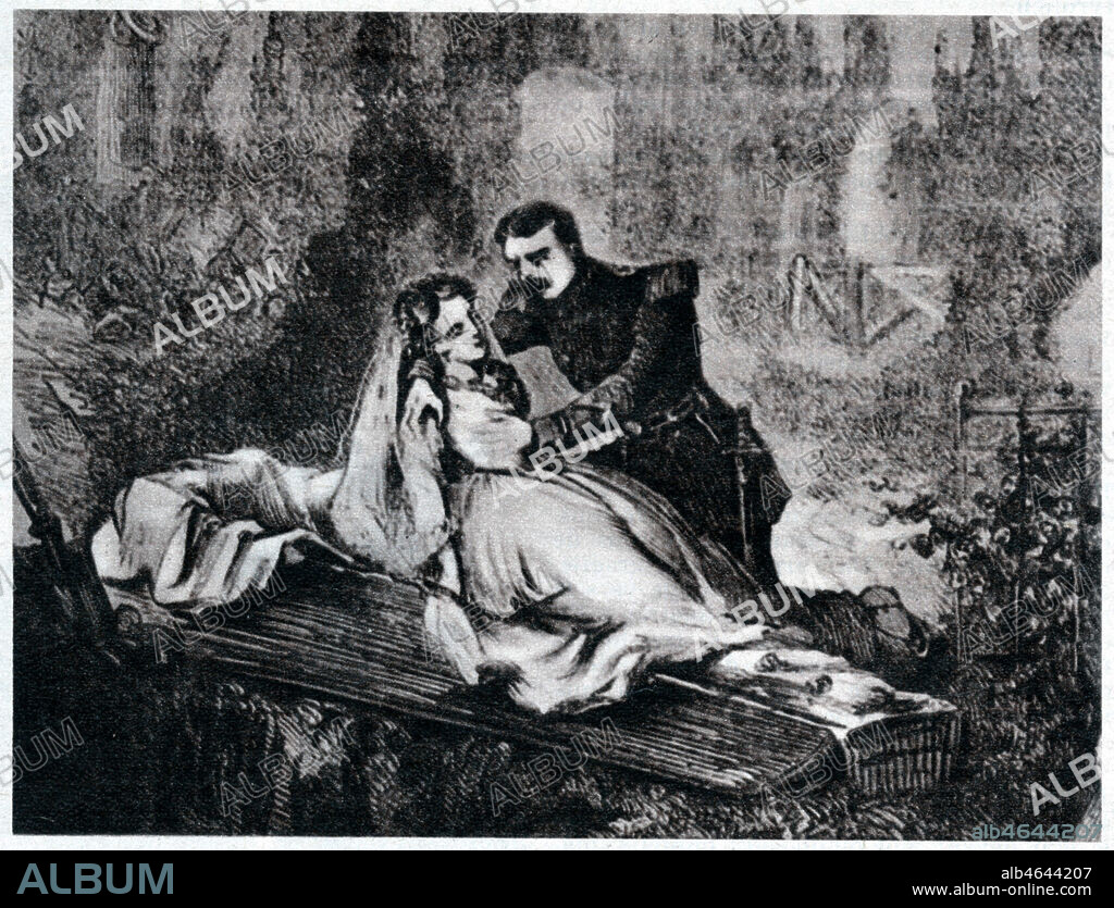 Francois BERTRAND (1823-1878) le profanaterur de sepultures amant de jeunes femmes mortes. Illustration anonyme reprise dans Detective du 3septembre 1936. Credit : Collection Kharbine-Tapabor.